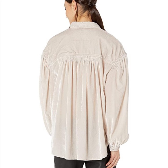 Free People La Luna Velvet Button Up Ivory - Picture 3 of 4